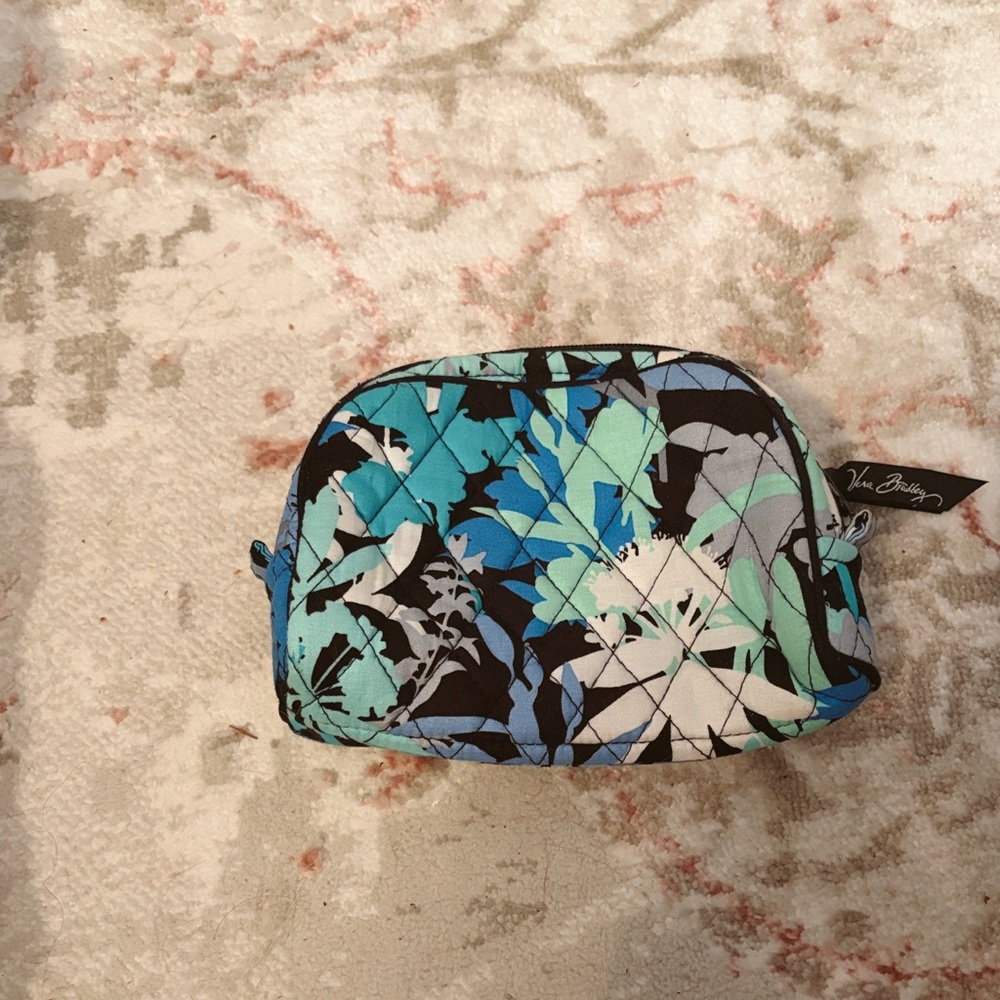 Vera Bradley Blue and Black Floral Cosmetic Bag